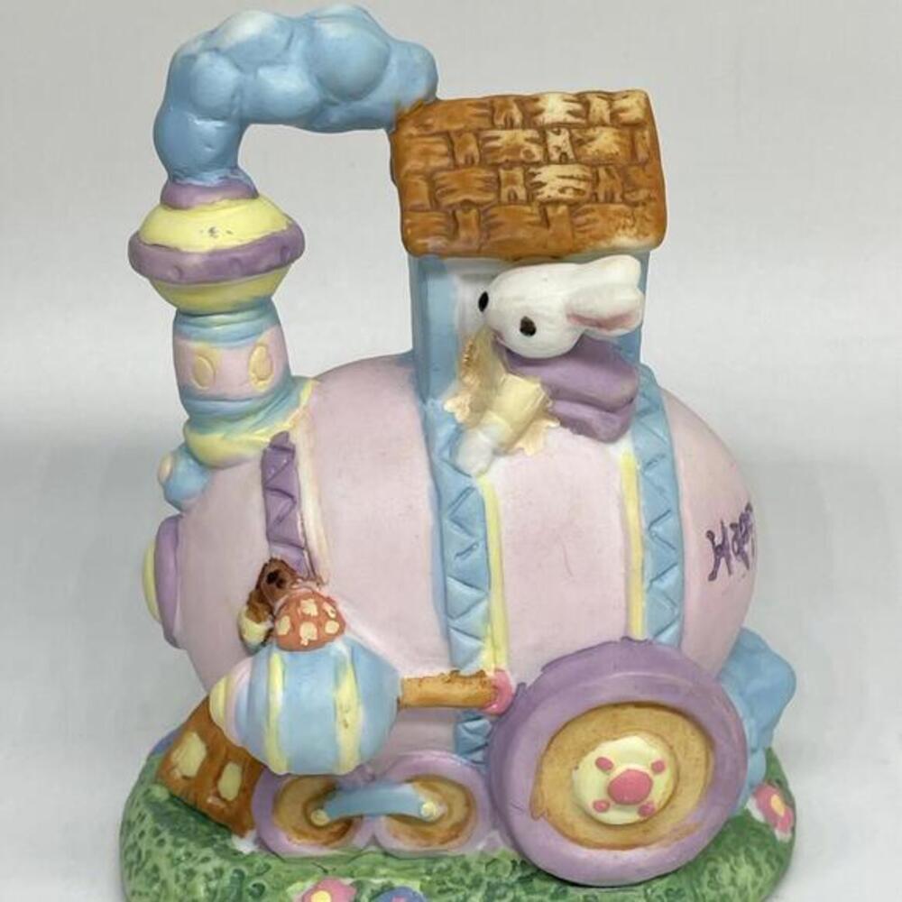 Porcelain Easter Egg Train Figurine 4" Height Spring Easter Bunny Vintage